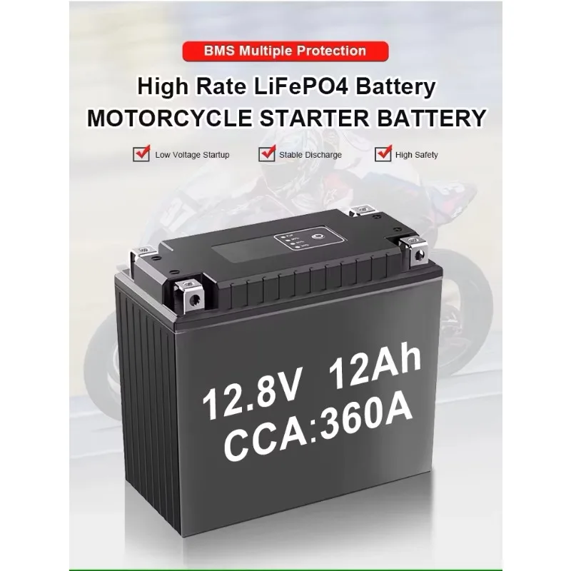 Customized 12V 12Ah Lithium Ion Lifepo4 Motorcycle Battery