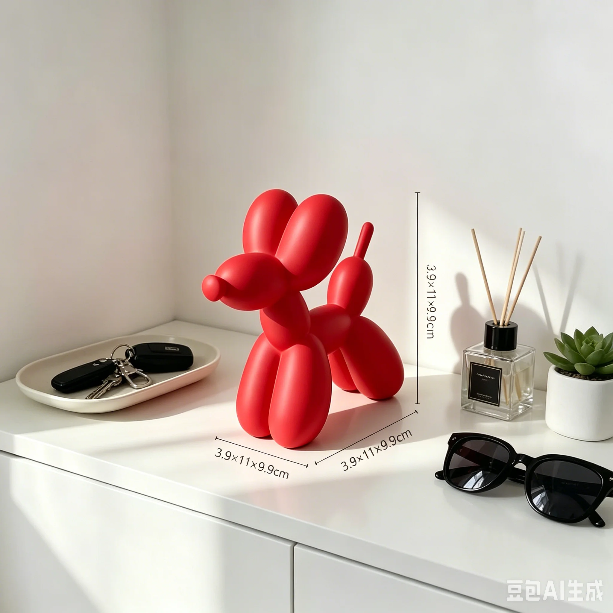 3D Printed Red Balloon Dog Statue Creative Balloon Dog Sculpture Cute Animal Figurine Modern Art Craft Desktop Nordic Home Decor