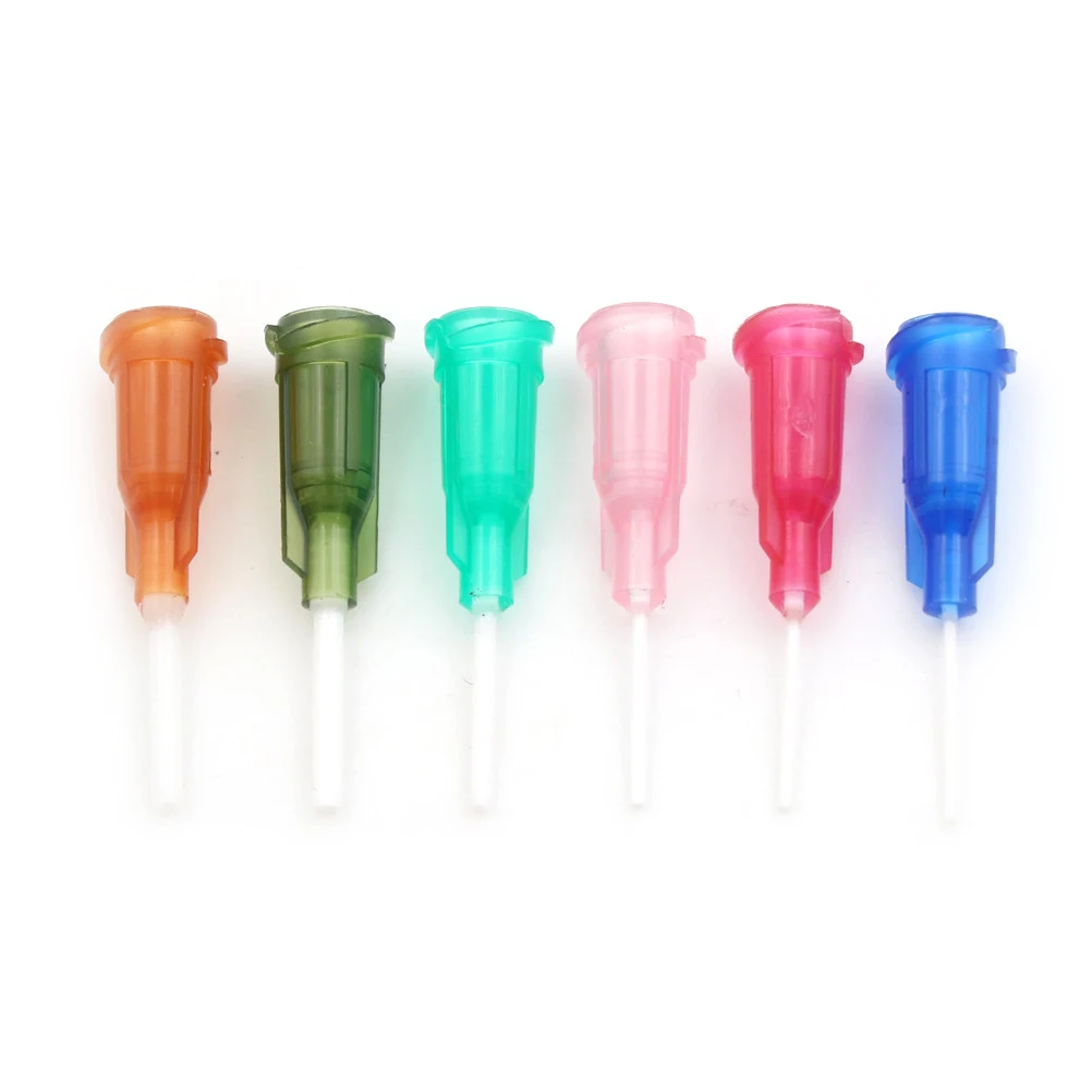 Blunt Dispensing Syringe Flexible Tip 14-25Ga For Glue Dispenser 6pcs 6colors DIY Plastic Mixed Syringe Needle Tips 6PCS