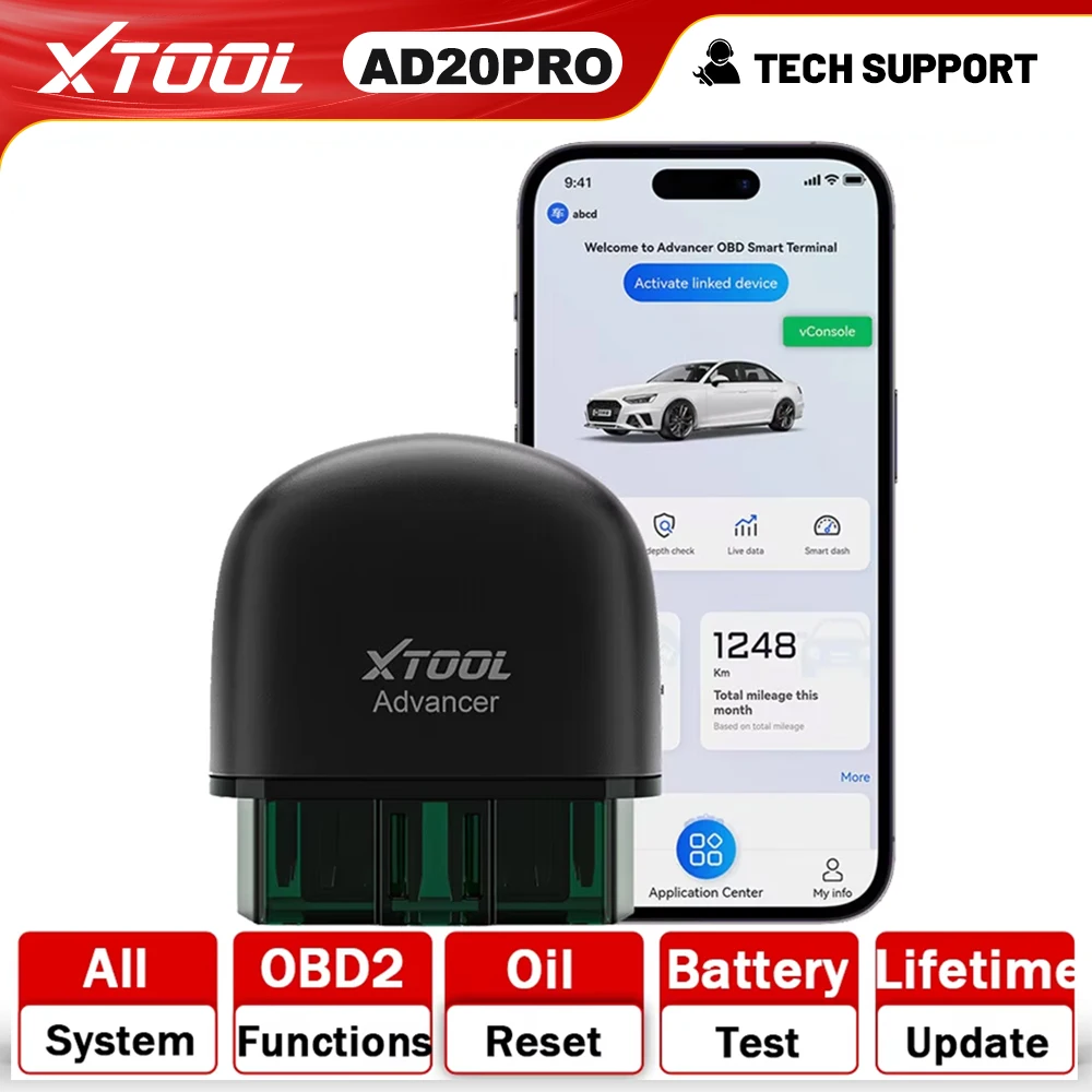 XTOOL Advancer AD20PRO OBD2 Bluetooth Scanner All System Car Diagnostic Tool Battery Test Code Reader Lifetime Free Update