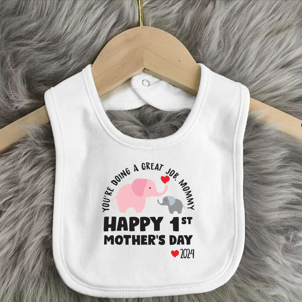 

You Are Doing A Great Job Mommy Baby Bib Happy 1st Mother's Day 2024 Printed Cotton Baby Bibs Mother's Day Gift for Little One