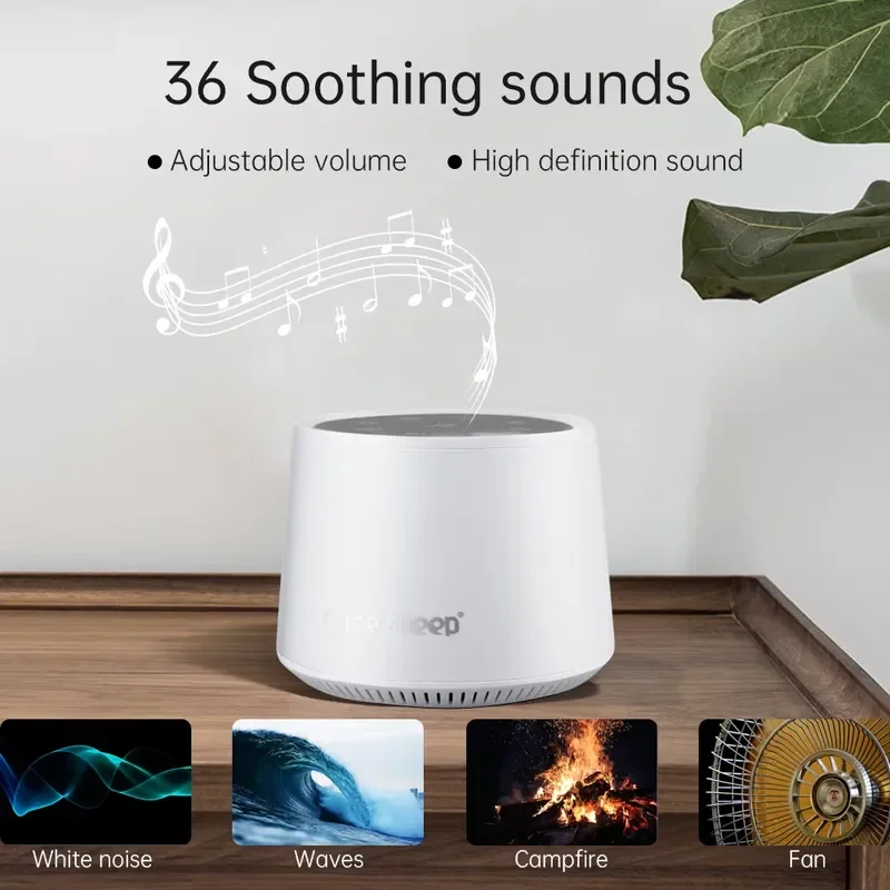 USB White Noise Machine for Baby Sleep Aid Soothing Sound Relaxing Music Device Portable Night Light for Nursery Room Decor