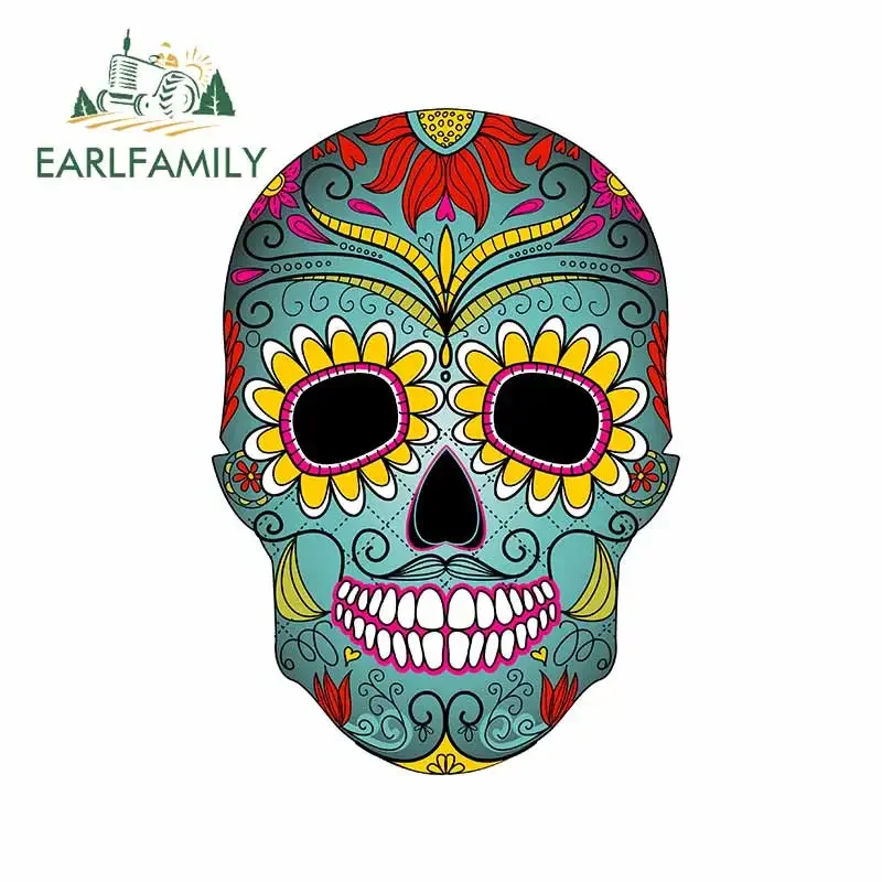 

EARLFAMILY 13cm x 12.9cm Flower Eyes Skull DIY Car Stickers Diverse Patterns Funny Laptop Decal Fashion Occlusion Scratch Decor