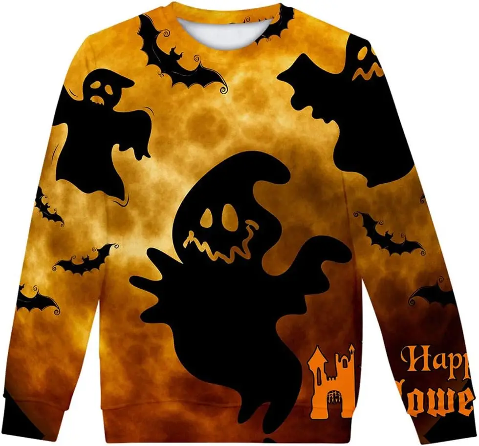 

Sweatshirt kvinnor TUDUZ höst vinter halloween 3D-tryck pullover tröja ledig lös långärmad t-shirt blus