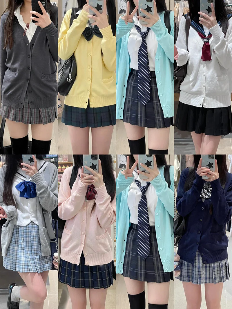 

Японский Sle orm Кардиган Вязаный свитер V-Ne Базовая многоцветная женская верхняя одежда Осенне-зимняя школьная orm Feel