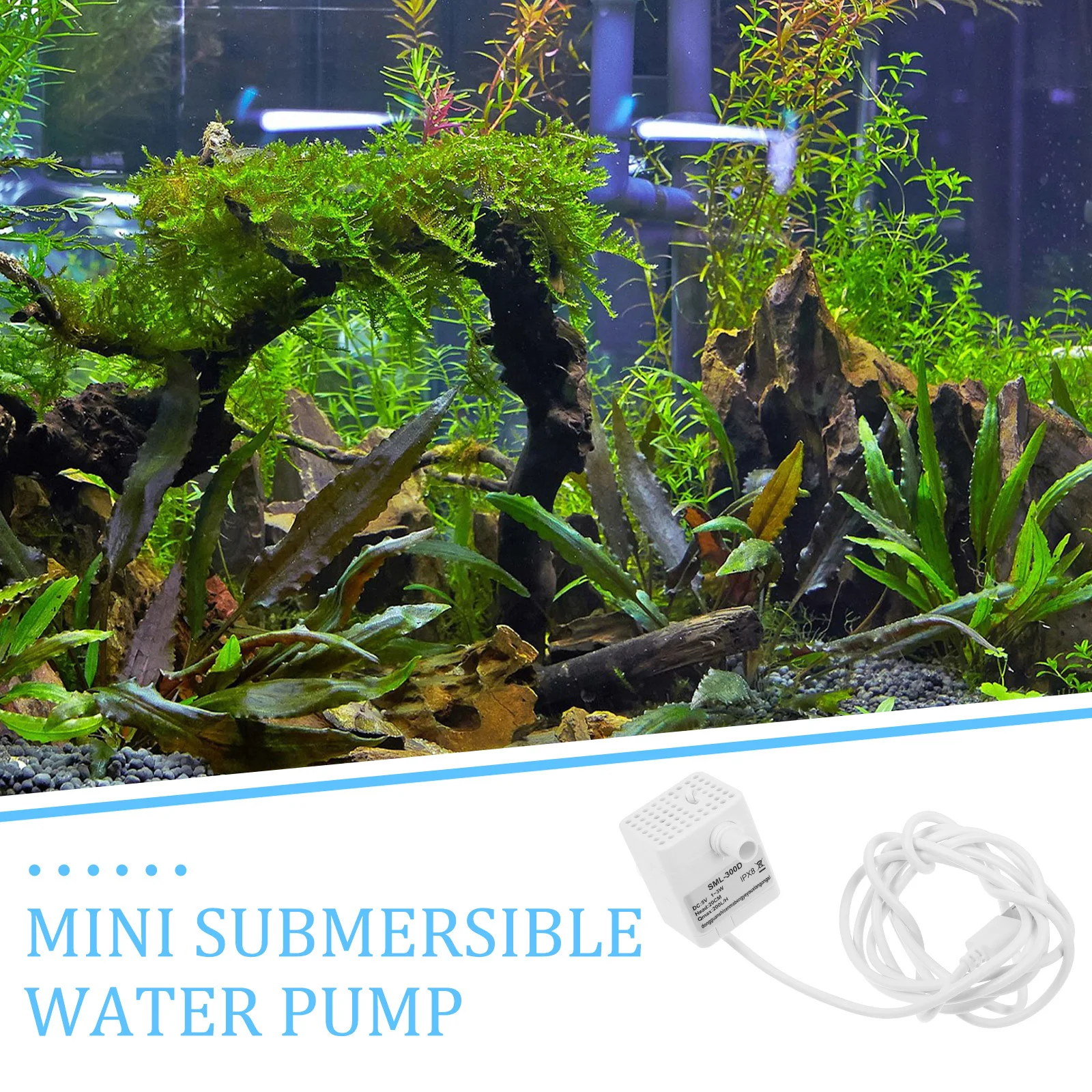 

Mini Submersible Water Pump 3.5W Quiet USB Powered for Aquarium Fish Tank Fountain Hydroponic System Pond Small Water Garden