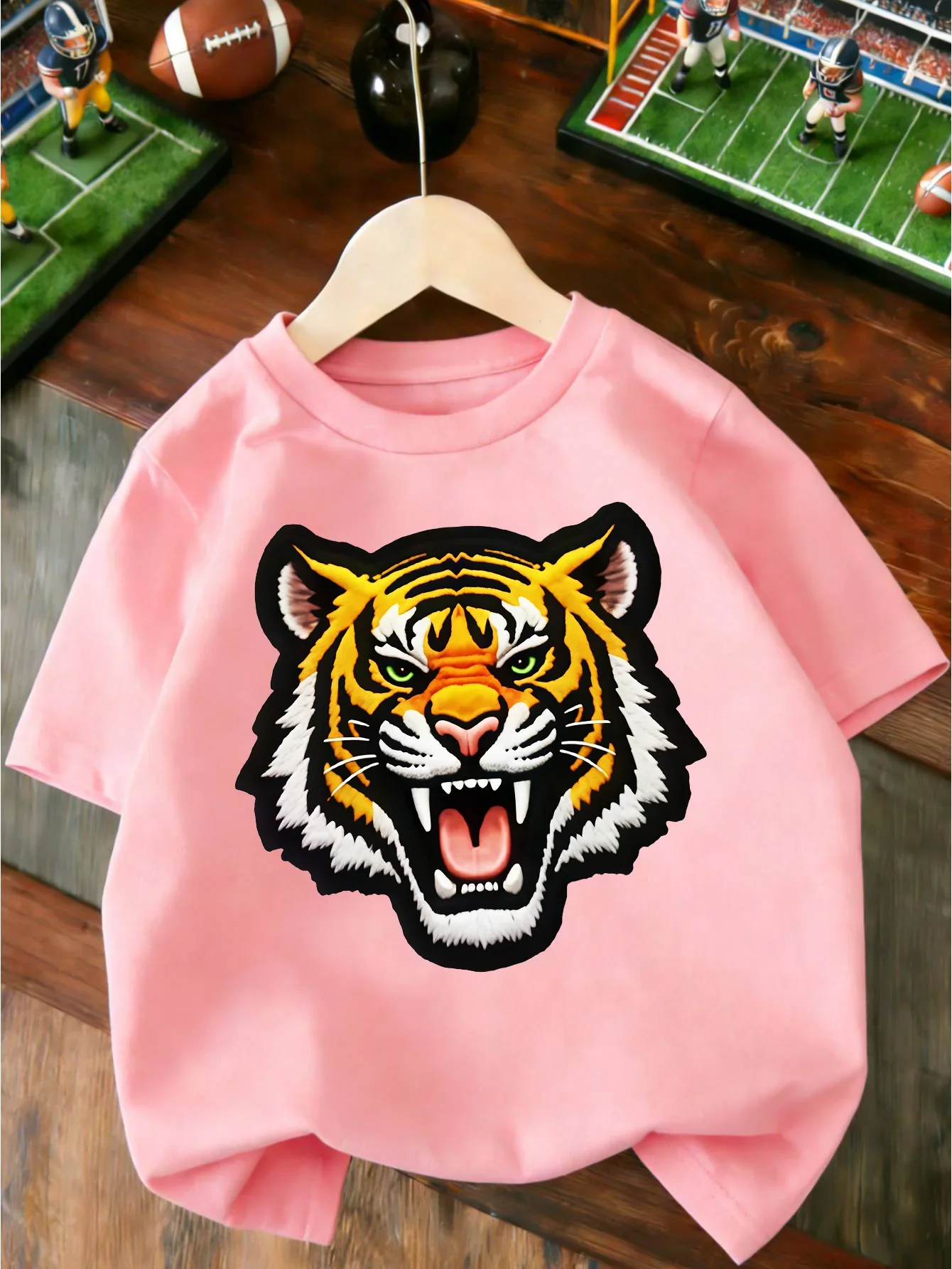Vintage Aggressive Tiger Head Wild Jungle Animal Graphic Print T Shirt Family Matching Boys Girls Kids Casual Short Sleeve Tops