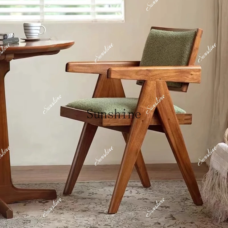 Medieval style dining table and chair household solid wood armrest back tea chair  FT