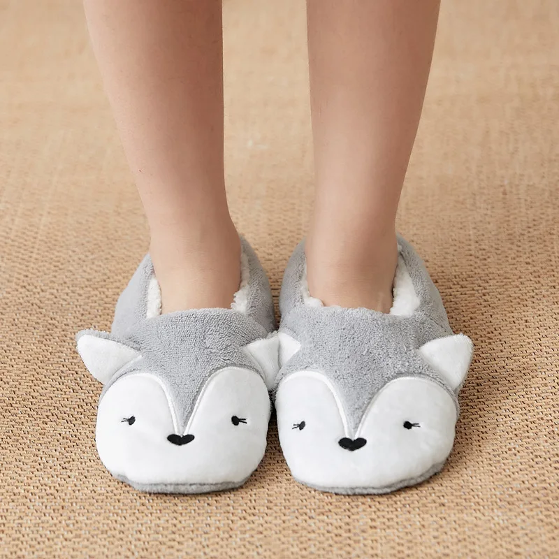 Home Fuzzy Slipper Women Winter Fur Contton Warm Plush Non Slip Grip Indoor Fluffy Lazy Female Mouse Ears Embroidery Floor Shoe