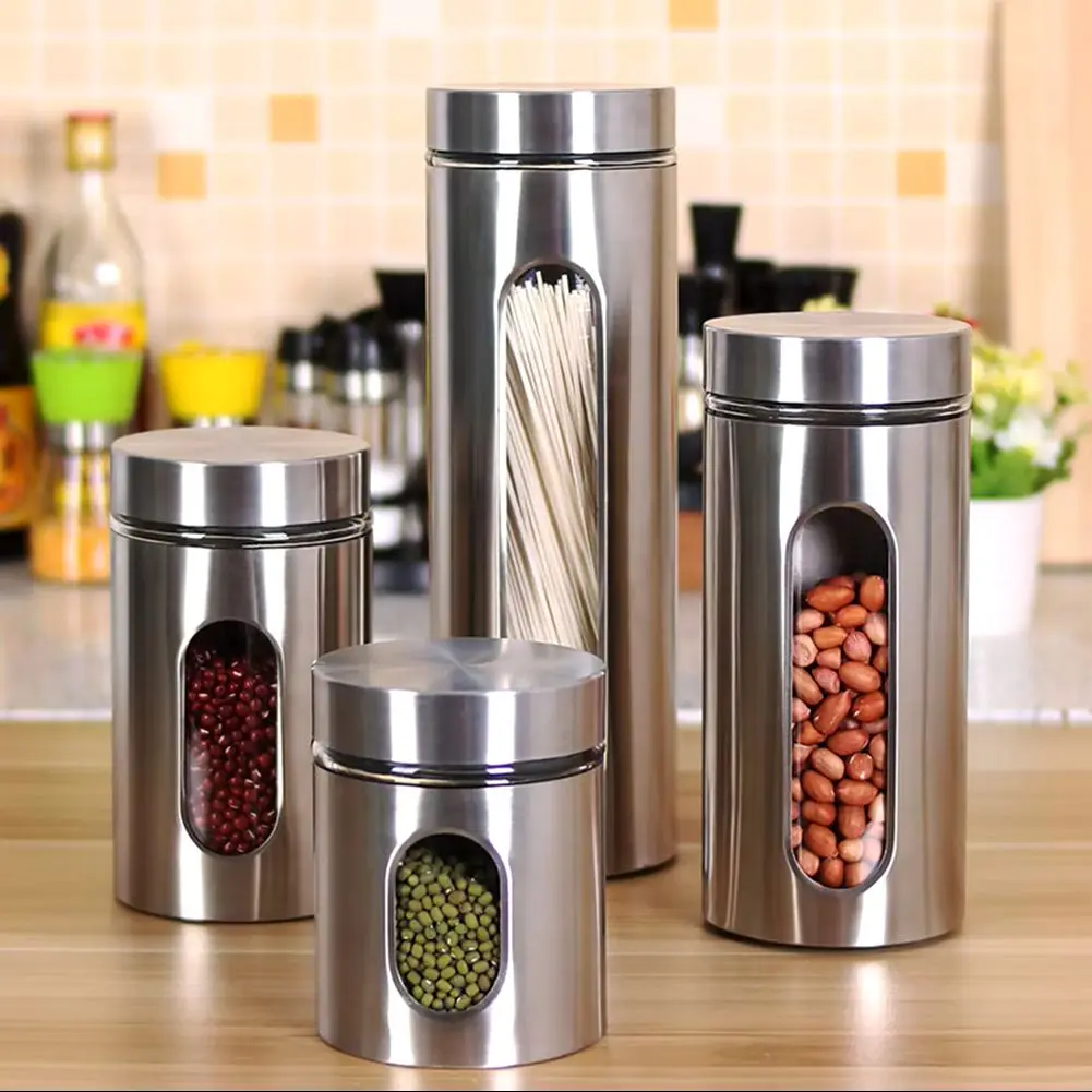 Set of 4 Stainless Steel Food Storage Containers