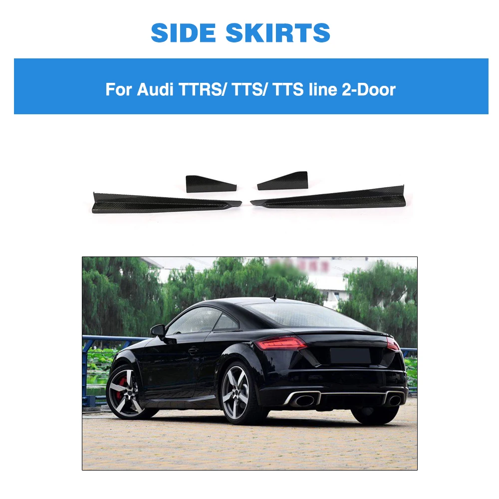 4pcs/set a Style Carbon Side Skirts for Audi TT MK3 Type 8S TTS TTRS TT SLINE 2-Door 2015-2018 view 4