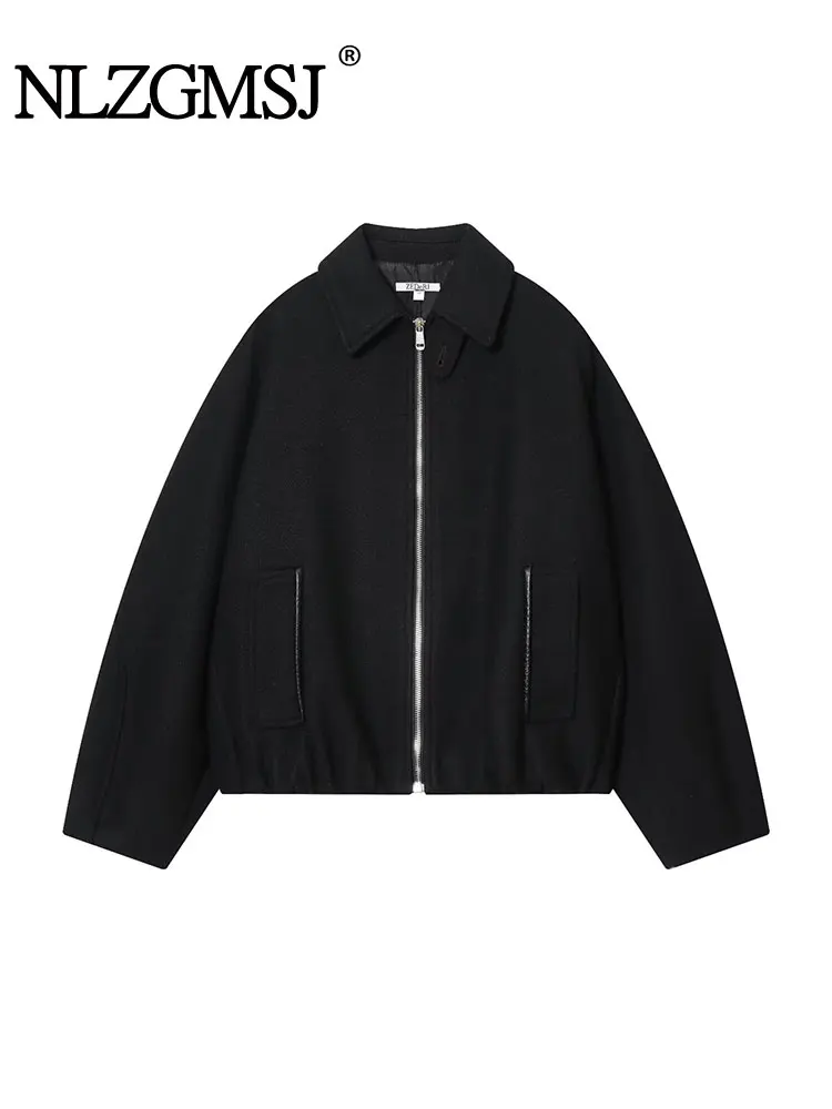 

NLZGMSJ элегантная женская свободная куртка-бомбер, осень 2021, пальто с длинными рукавами и карманами, женская верхняя одежда, повседневное пальто