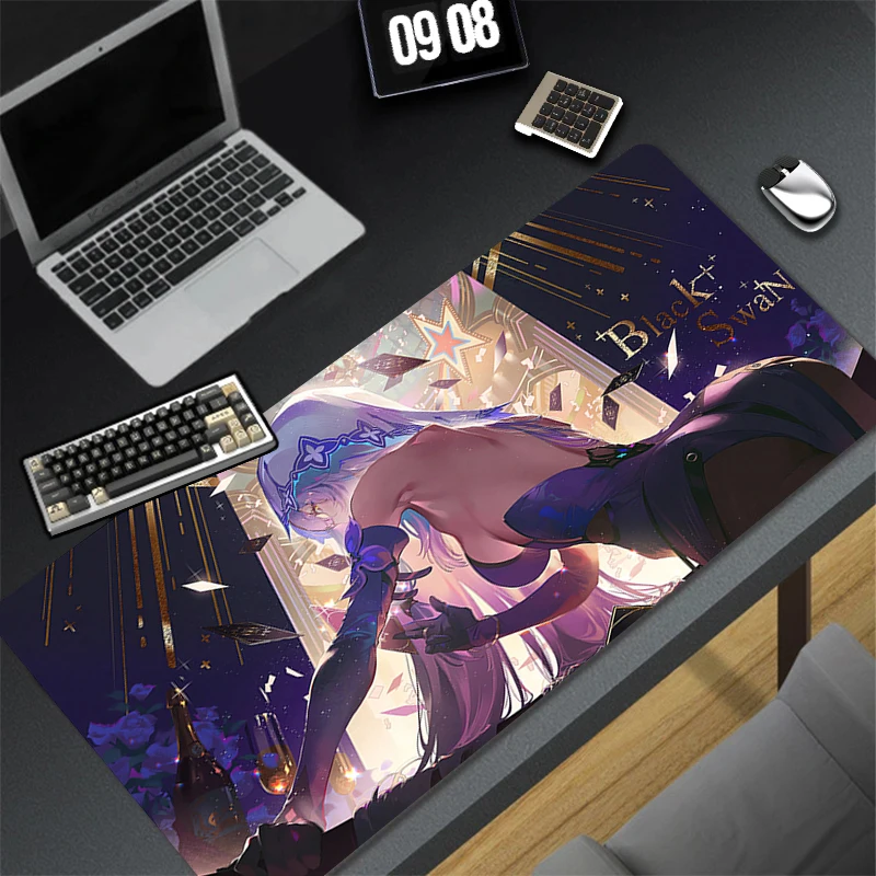 

Black Swan Honkai Star Rail Mouse Pad Large Sexy Anime Girl Desk Mat Laptop Gamer Cabinet Keyboard Rug PC Purple Kawaii Mousepad