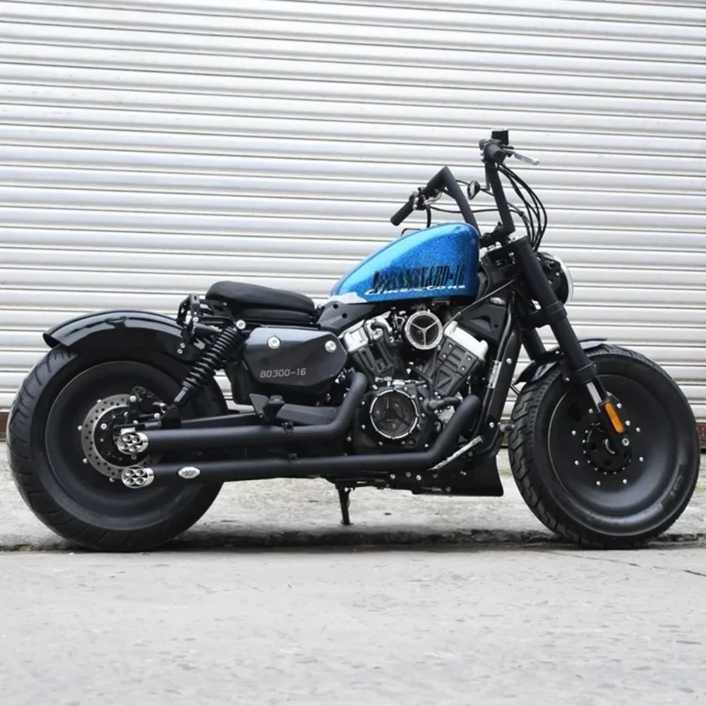Modified Right Side Dual Outlet 8-Hole Exhaust 2 Into 2 Stainless Steel Full For BENDA Chinchilla 300 ROCK 300