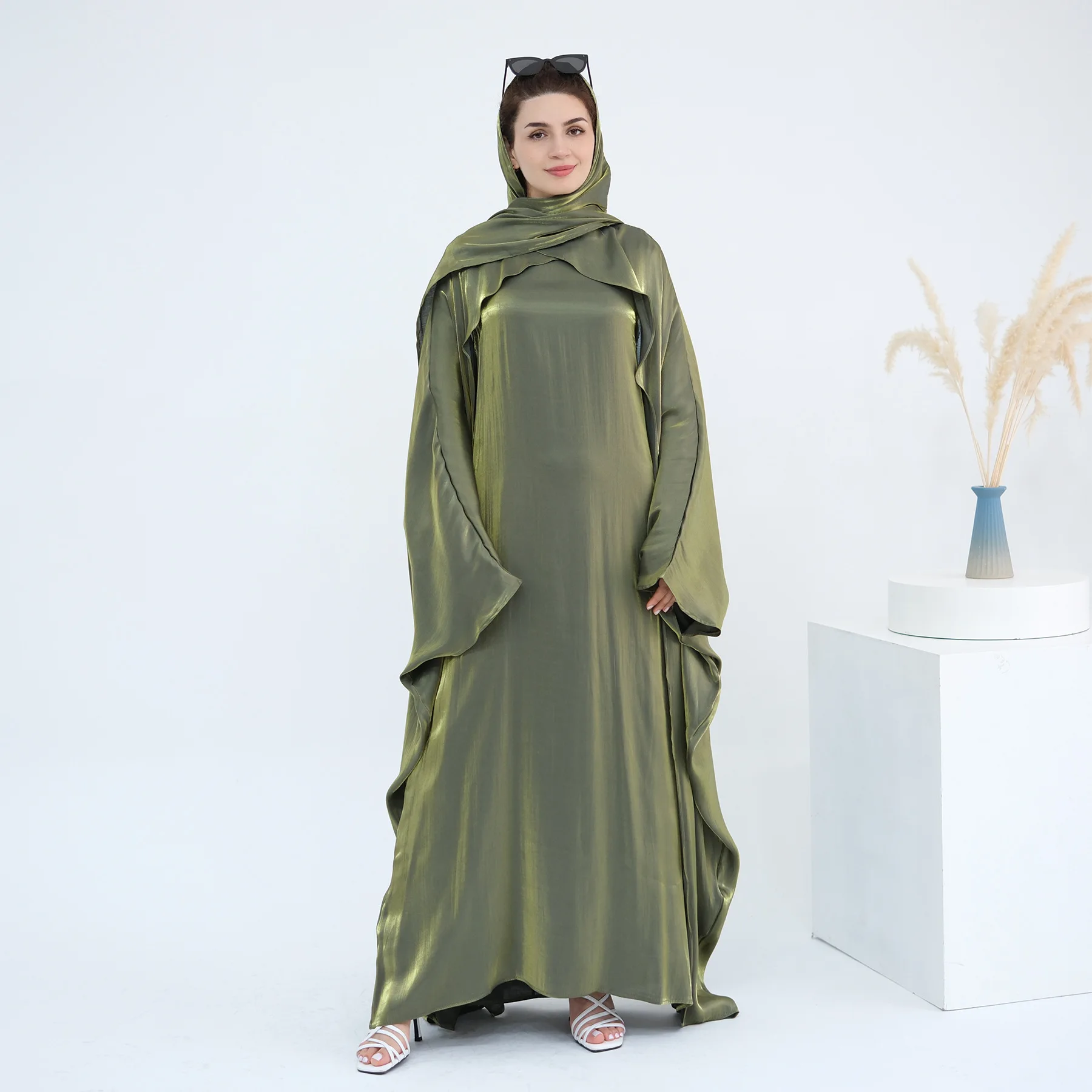 رمضان عيد لامعة المرأة المسلمة فستان الحجاب رمضان Batwing عباية دبي قفطان تركيا قفطان فام ماروكين رداء الإسلام جلابية