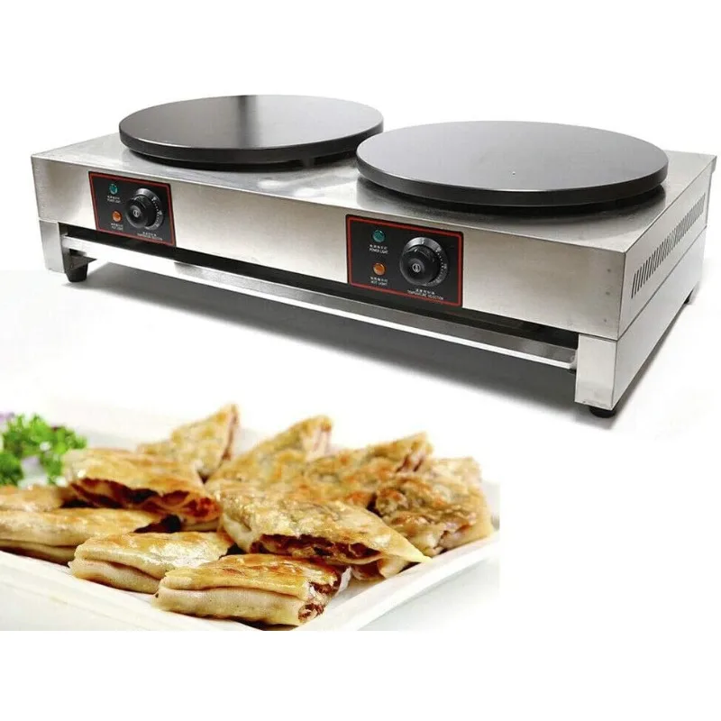 Christmas.16-Inch Commercial Electric Crepe Maker, 110V 2.8KW Non-Stick Electric Crepe Pan Single Hotplate with Wood Spreader (S