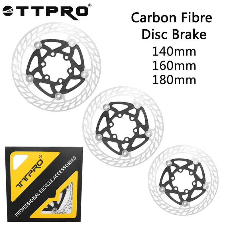 

TTPRO Ultralight Bicycle Disc Brake Carbon Fibre 140mm 160mm 180mm with 6 Bolts Rotors for MTB Road Bike Disc Brake
