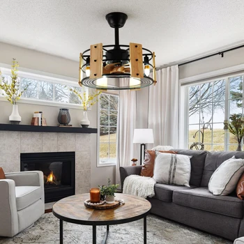 레트로 천장 선풍기 램프 샹들리에, 크리스탈 LED 선풍기 조명, 산업 리모컨 홈 장식, 거실 식당 실내 고정장치