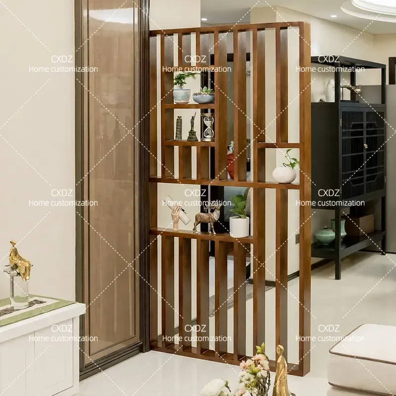 New Chinese Style Solid Wood Screen Room Divider for Living Room Entrance Office Floor Decoration Partition Customizable