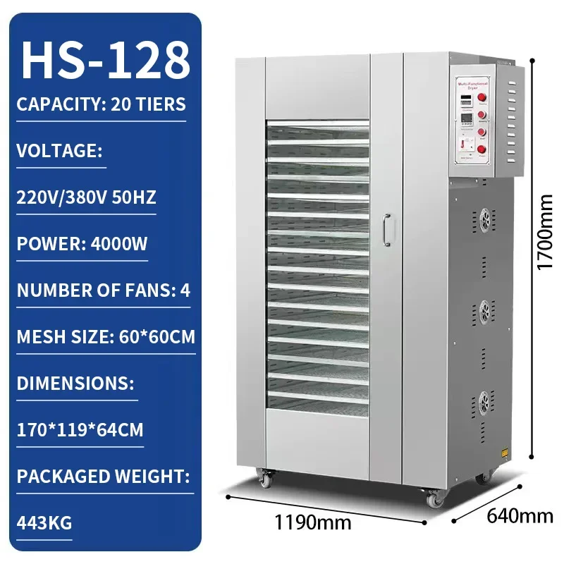 New Large-Scale Commercial Food Dehydrator: Air-Drying and Dehydration Oven for Fruits, Vegetables, Meat, and Seafood