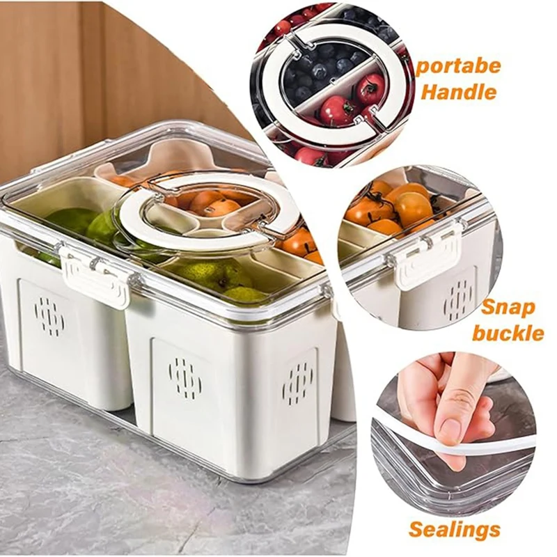 Fruit Tray For Large Picnic Refrigerator Food Storage Transparent Snack Box In Kitchen