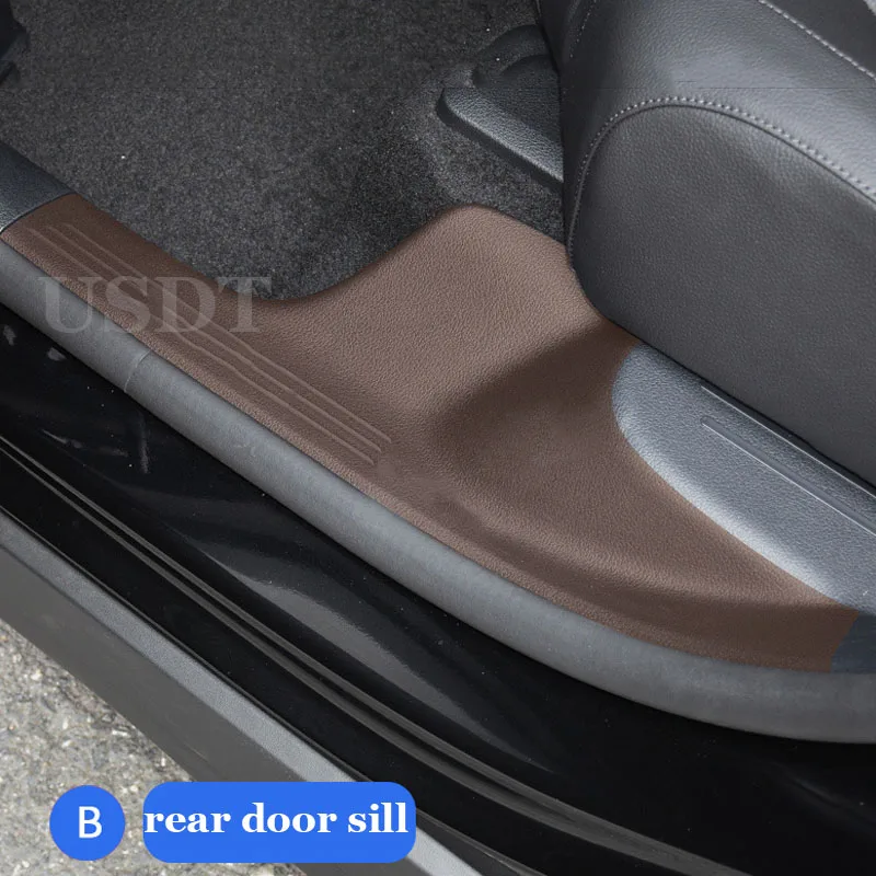 For Mercedes Benz GLB X247 2019 - 2024 Car Door Anti Kick Mat Leather Carbon Fiber Door Sill Protective Sticker Accessories