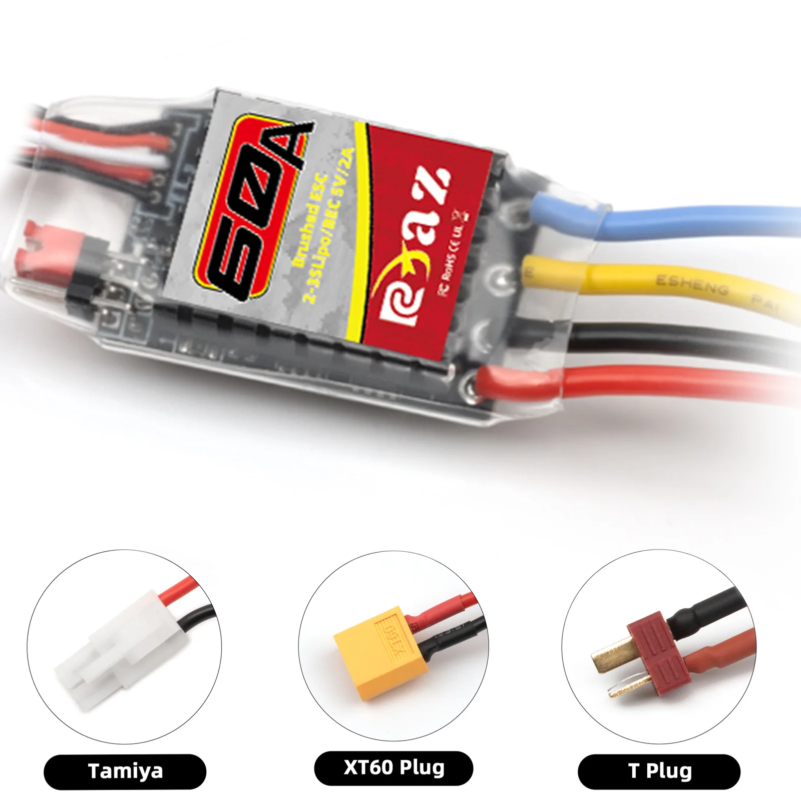 

RC 60A Матовый электронный регулятор скорости ESC, подходит для матовых моделей автомобилей/лодок 540/550/380/370 2-3S LiPo