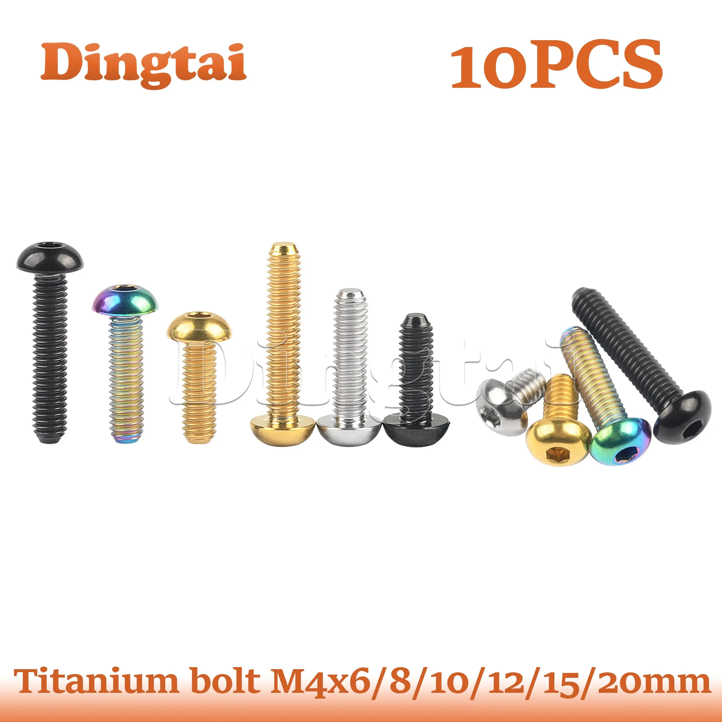 

Dingtai Titanium Bolt M4x6/8/10/12/15/20mm Half Round Head Allen Ti Screws for Bicycle Accessories 10Pcs