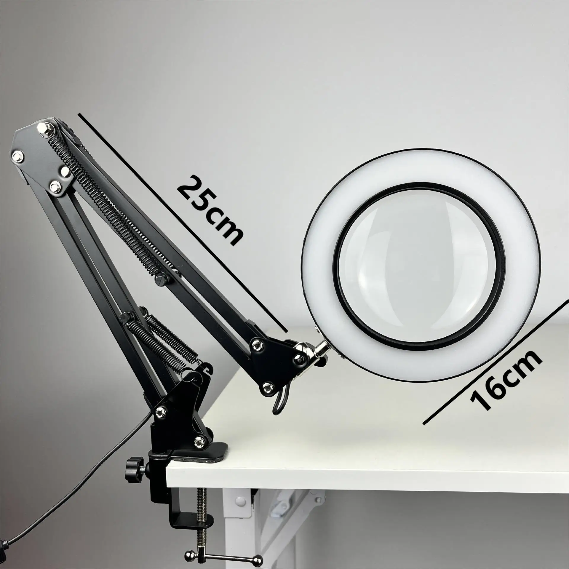 Loupe de bureau pliable avec lumières LED, loupe USB avec base pour la lecture, la réparation, le soudage, la lampe de bureau