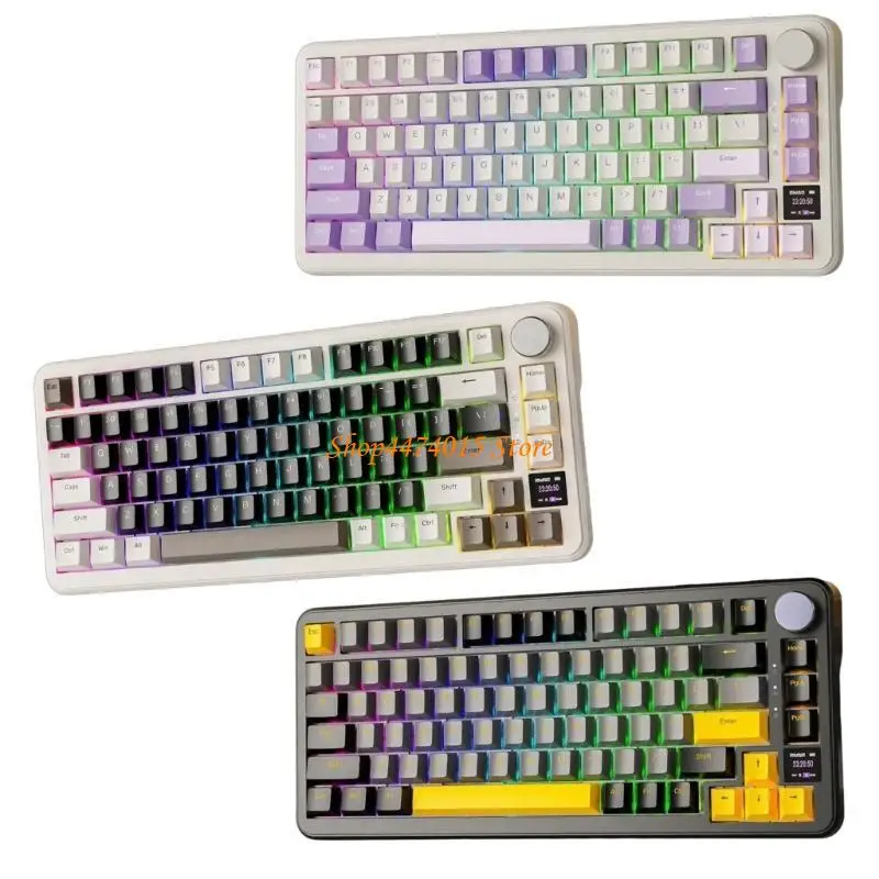 K1AA 81Key لوحة مفاتيح ألعاب ميكانيكية BT5/2.4G/USB C هيكل حشيات ERGONICIC مع مقبض 75 ٪ حفظ مساحة مكتب