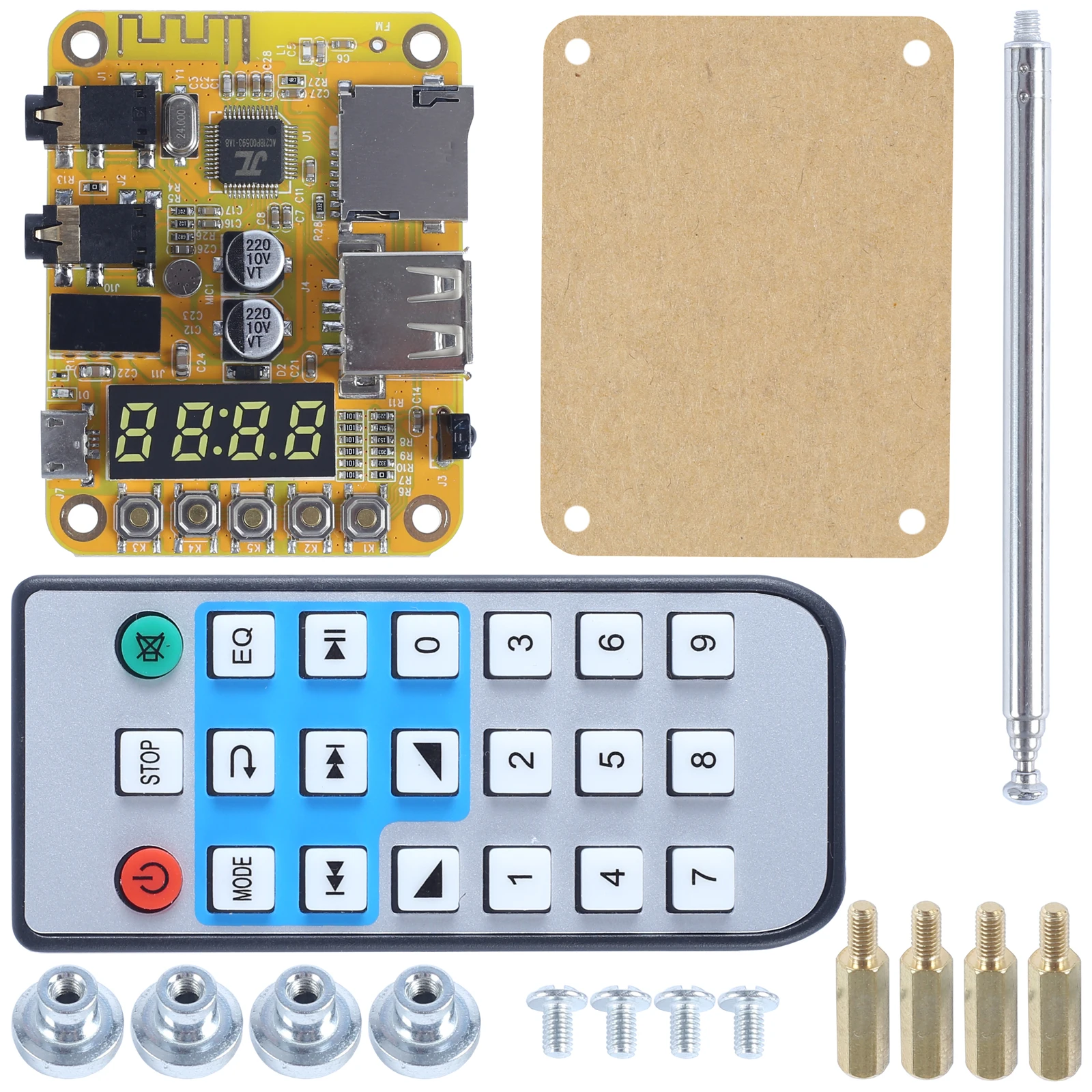 FM Bluetooth-Compatible Audio Receiver DIY Electronic Kit MP3 Decoder Music Player Soldering Project Practice Remote Control