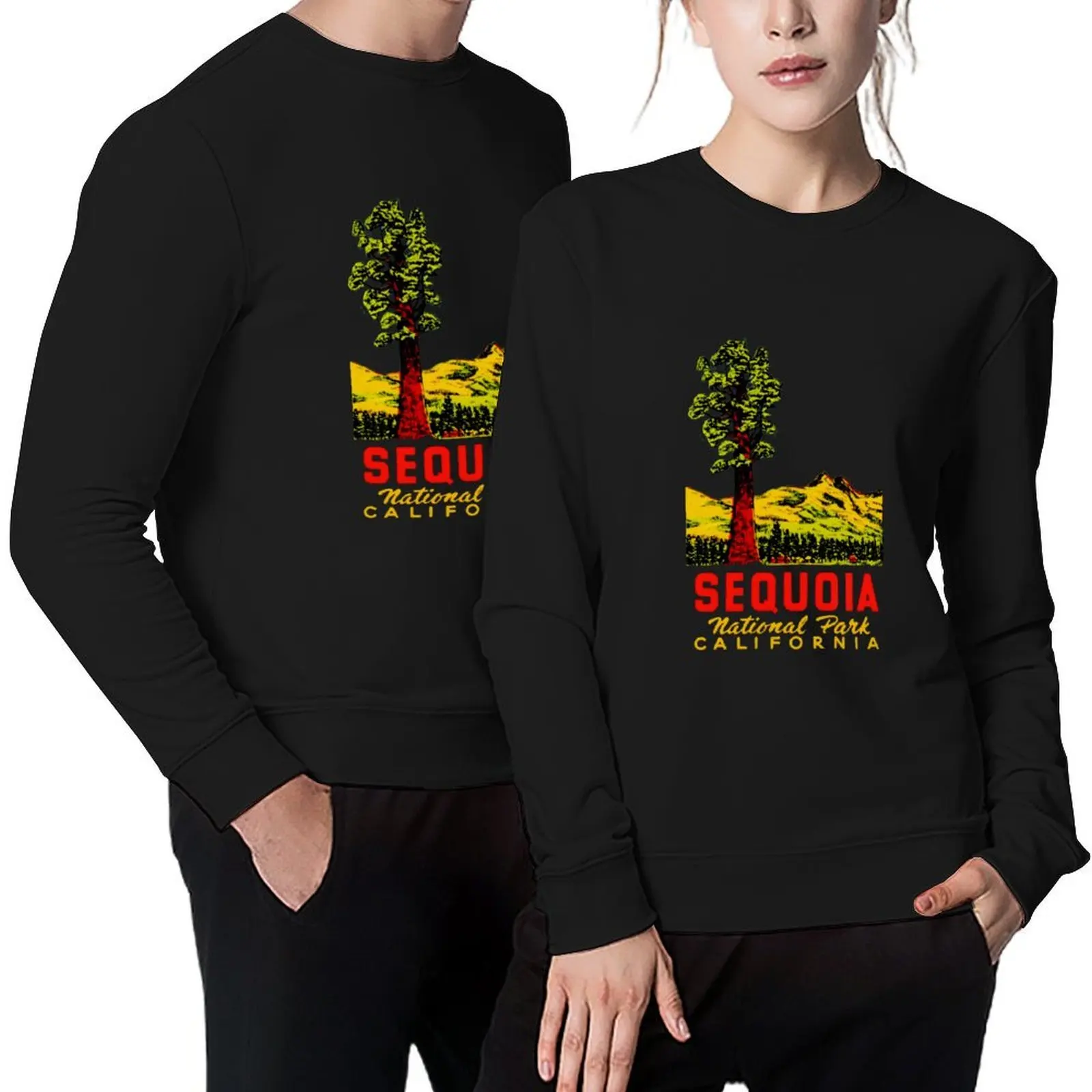 

Sequoia National Park California Vintage Travel Decal Pullover japanese style autumn sweatshirts