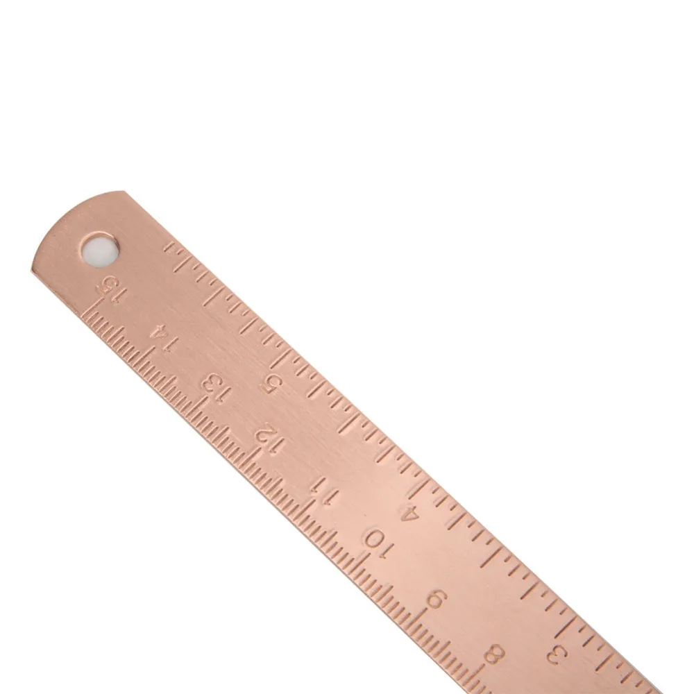 15cm ,1.5mm 15cm Length Copper Ruler 1.5mm Thick Purple Copper Bookmark Ruler Solid Thickened Straight Shape 15cm Straight Ruler