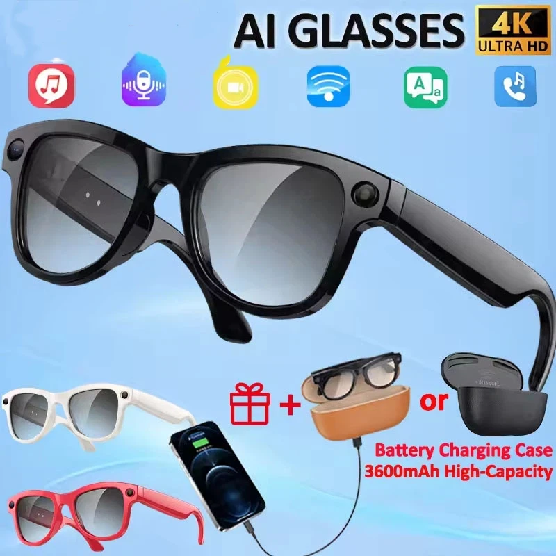 

AI Smart Glasses 2026 4K HD AI Smart Glasses Camera Bluetooth Call Voice Assistant Control Smart Glasses