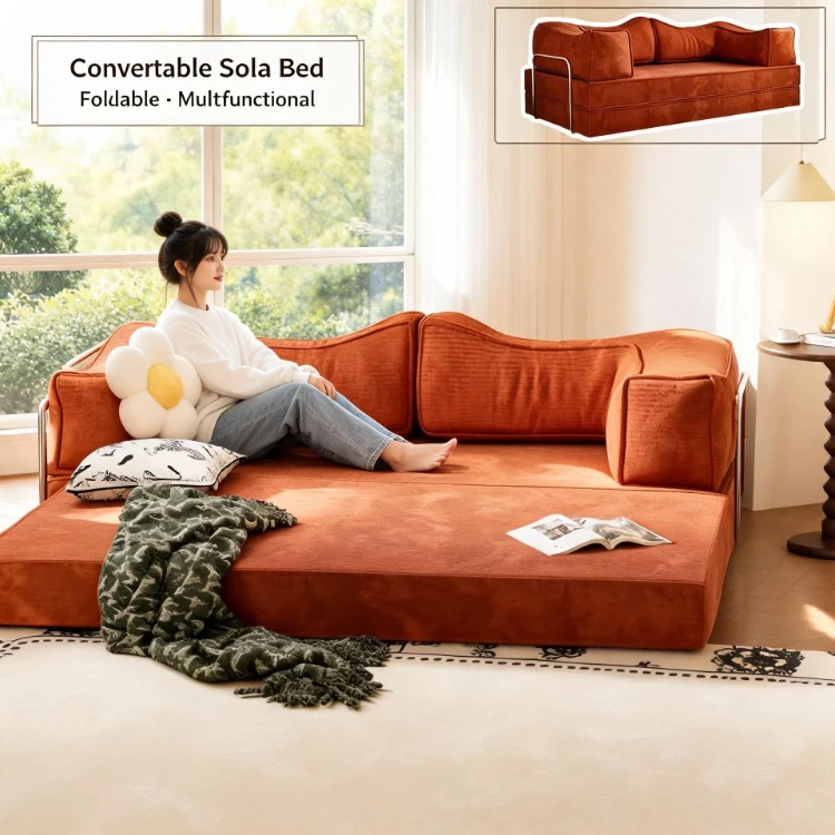 Modular Sponge Compressed Foldable 2‑in‑1 Sofa‑Bed Long‑Term Sleeping Couch for Small Living Room