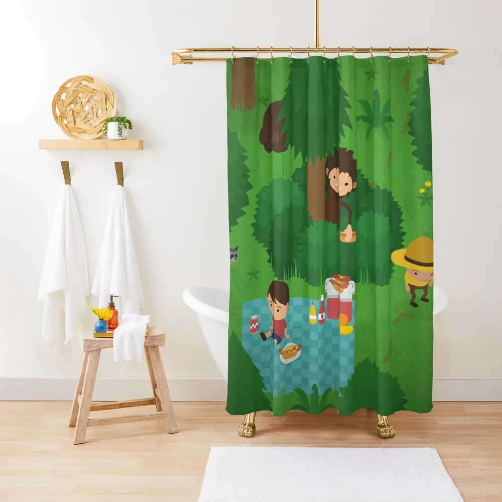 

Sneaky Sasquatch Picnic Shower Curtain Curtains In The Bathroom Curtains For Bathroom