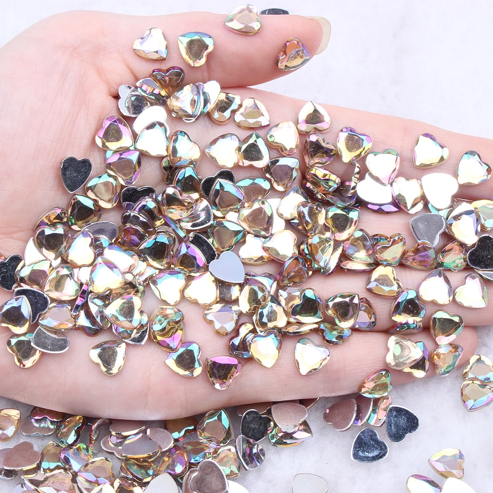 

Nail Art Rhinestones Flat Back 6mm 8mm Heart Shape Gems Shiny Flat Facets AB Colors Acrylic Rhinestone Strass Nail Stickers