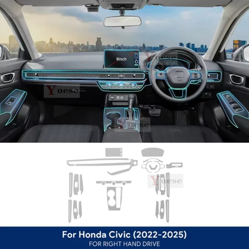 

Car Interior Sticker Dashboard Screen Protection Film Car Transparent TPU Film For Honda 11th Civic Hybrid Version 2022-2025