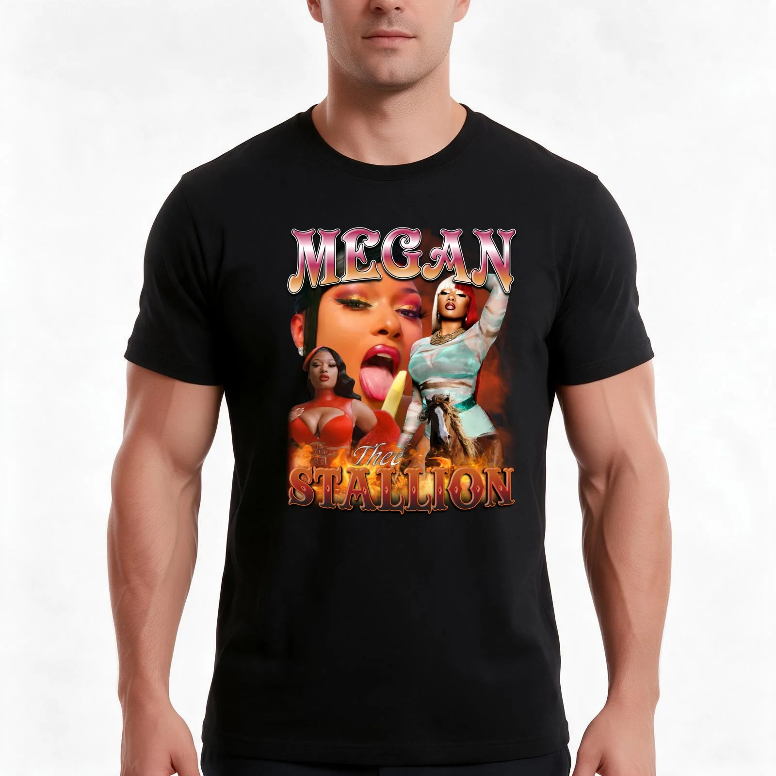 Mégan Thée Stállion singer T-Shirt, Summer Casual Cotton Tee, Oversized Streetwear Tops, Vintage Graphic Print, Unisex Men Women