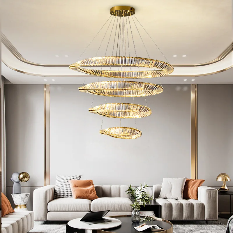 Light luxury led post-modern net red restaurant lamp hotel villa living room bedroom crystal chandelier