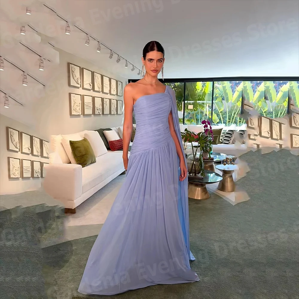 

Красивые женские вечерние платья трапециевидной формы на одно плечо без рукавов для выпускного вечера Vestidos Para Mujer Индивидуальное плиссированное платье De Soirée