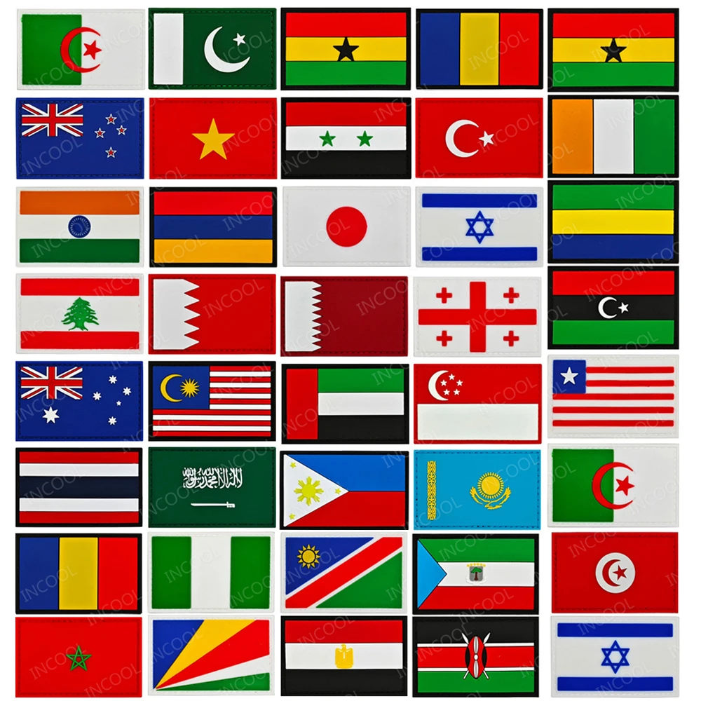 USA Germany Spain UAE Pakistan Qatar Lebanon Turkey India Israel Egypt Kenya Seychelles Russia France 3D PVC Rubber Flag Patches