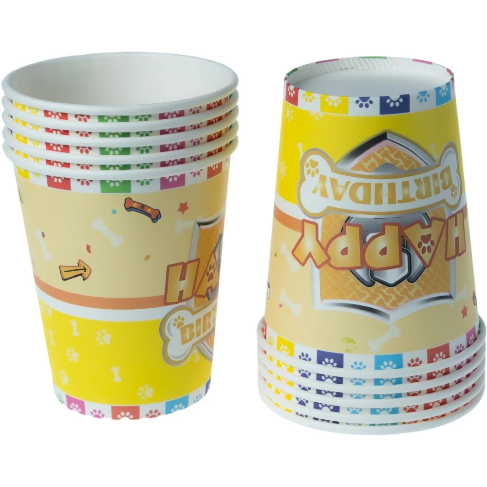 새로운 Paw Patrol 식기 개 파티 장식 컵 플레이트 냅킨 어린이를위한 일회용 식기 종이 컵 홀더 선물 완구
