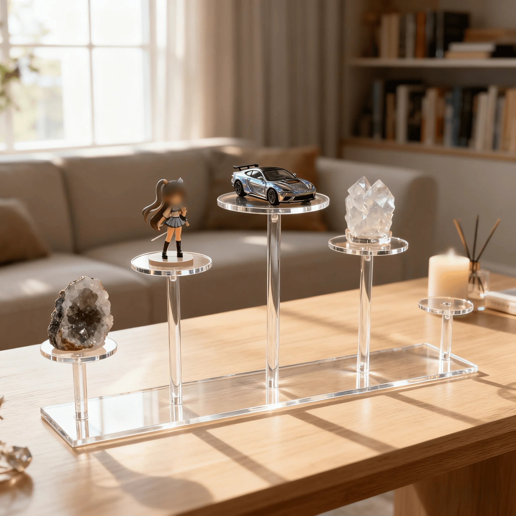 A Set Of 5 Heads Acrylic Display Stand, Used For Placing Jewelry, Collectibles, Multifunctional Display Stand For Accessories