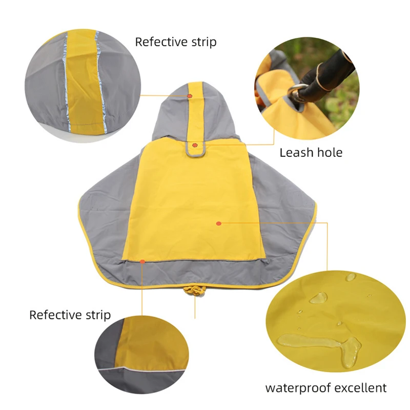 Waterproof Pet Dog Raincoat, Quick Drying Jacket, Breathable Reflective Dog Vest, Corgi Bullfighting, Labrador Dog Clothes