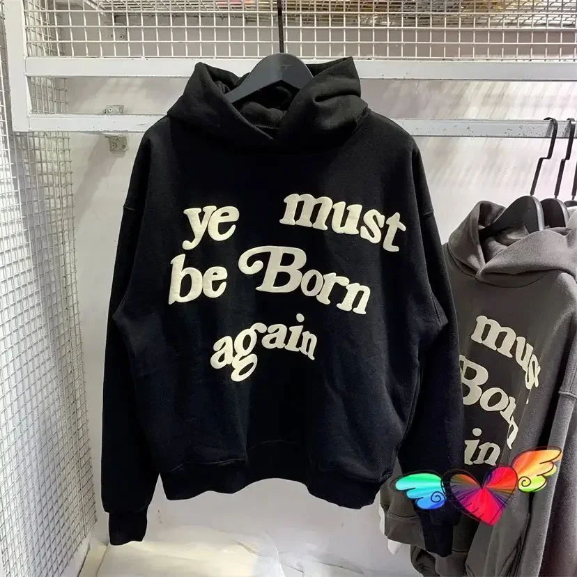 2024fw Puff Print Kanye West Hoody Men Women Pink Ye Must Be Born Again Hoodie Oversize Fit Pullovers CPFM Sweatshirts