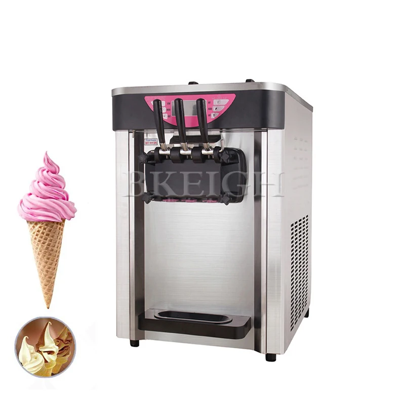 

Electric Stainless Steel Three Flavor Soft Ice Cream Machine Automatic Yogurt Cone Machine