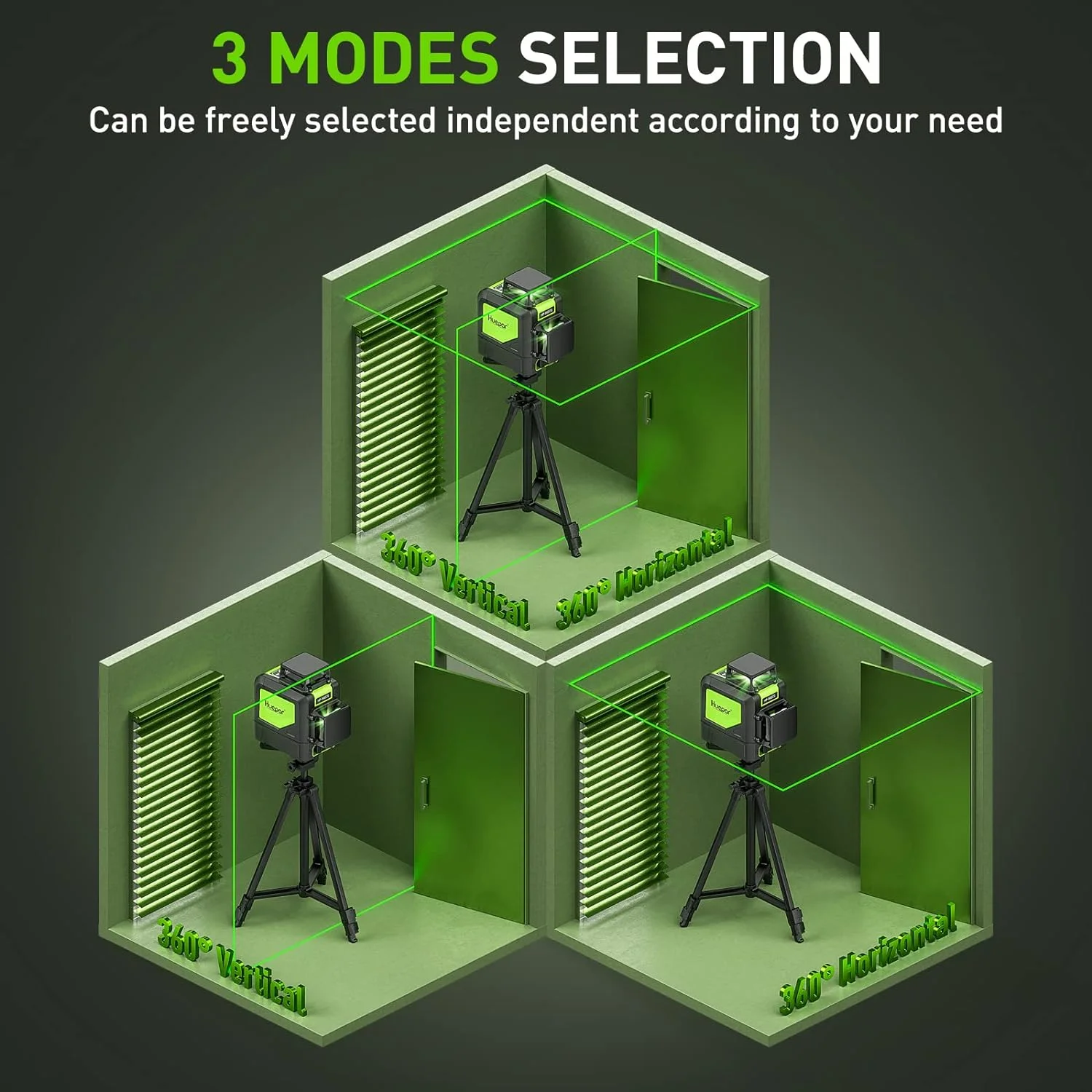 Imagem -03 - Huepar-ferramenta de Feixe Verde Autonivelante 902cg 360 ° Cross Line Laser Level com Modo de Pulso Switchable Horizontal e Vertical