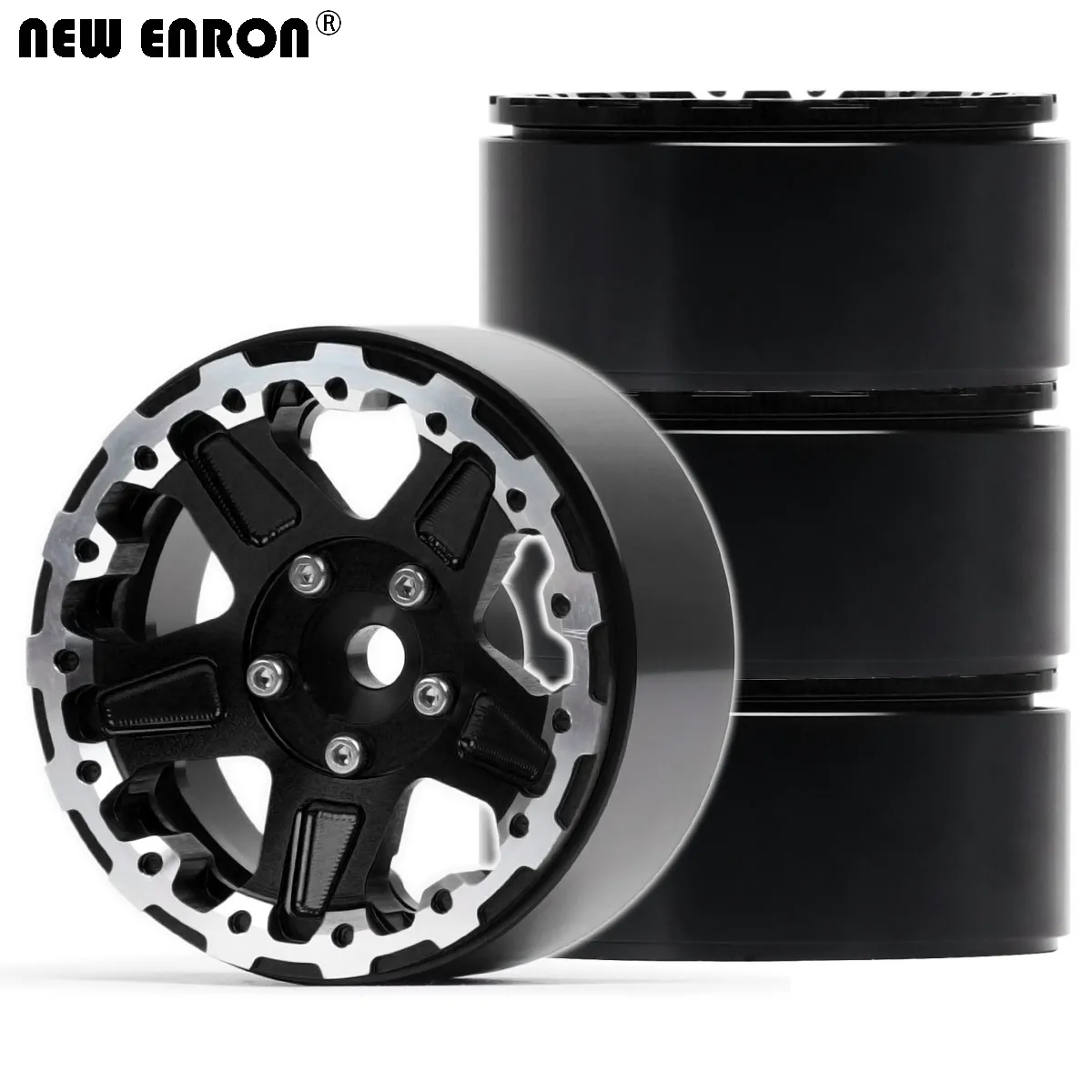

Black Aluminium 1.9" Beadlock Wheel Rim Outer Diameter 55mm for RC 1/10 12mm Hex Crawler Car Axial SCX10 90047 CC01 TRX4