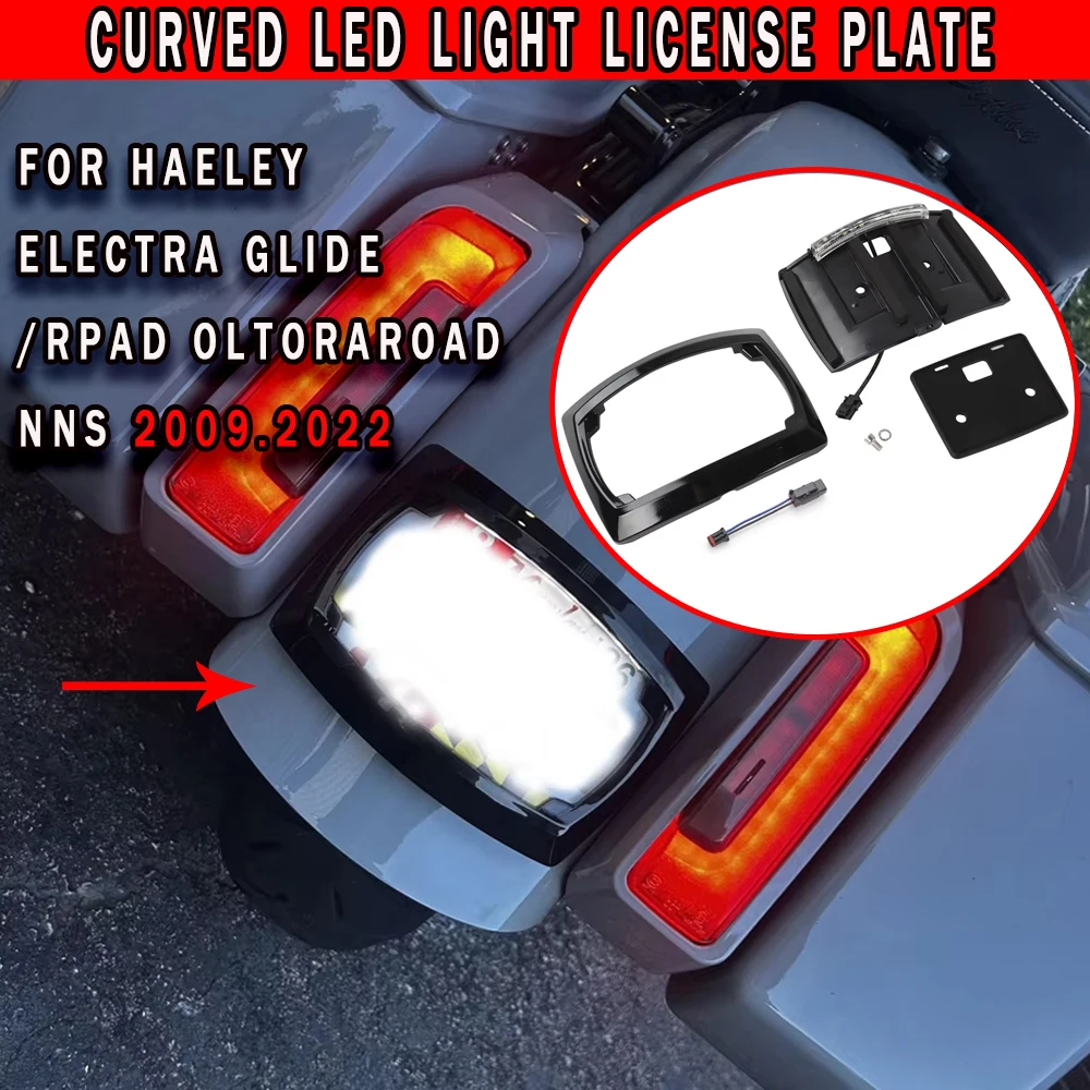 

Подходит для Harley Electra Glide/Road Glide/Road King 2009-2023, держатель номерного знака, перепозиционирование светодиодных фонарей мотоцикла